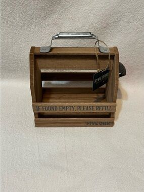 Beer and wine  Wooden Crate Caddy with opener Brown